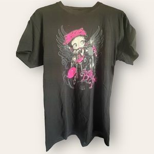 Betty Boop Brisco Brand Graphic Tee Biker Black XL NEW